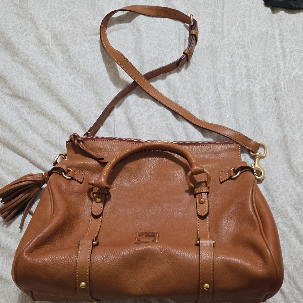 Dooney & Bourke Brown Leather Satchel with Brass Hardware